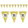 BANDIERINE FESTA COMPLEANNO ANNIVERSARI SET 10PZ TRIANGOLARI FESTONE ORO 50 ANNI