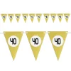 BANDIERINE FESTA COMPLEANNO ANNIVERSARI SET 10PZ TRIANGOLARI FESTONE ORO 40 ANNI