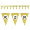 BANDIERINE FESTA COMPLEANNO ANNIVERSARI SET 10PZ TRIANGOLARI FESTONE ORO 60 ANNI