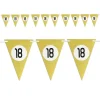 BANDIERINE FESTA COMPLEANNO ANNIVERSARI SET 10PZ TRIANGOLARI FESTONE ORO 18 ANNI