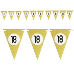 BANDIERINE FESTA COMPLEANNO ANNIVERSARI SET 10PZ TRIANGOLARI FESTONE ORO 18 ANNI