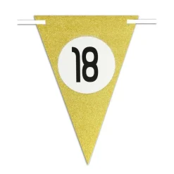 BANDIERINE FESTA COMPLEANNO ANNIVERSARI SET 10PZ TRIANGOLARI FESTONE ORO 18 ANNI