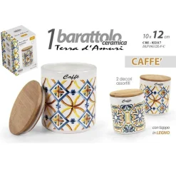 BARATTOLO CERAMICA CAFFÈ TAPPO LEGNO ERMETICO CUCINA TERRA D'AMURI 12X10CM 822117