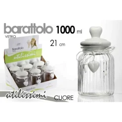 BARATTOLO CONTENITORE CON CUORE BIANCO IN VETRO UTILISSIMI 21 CM 1000 ML 681943