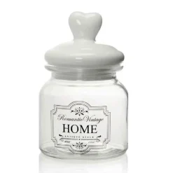 BARATTOLO CONTENITORE IN VETRO DECORO ROMANTIC VINTAGE HOME 650ML 11X17CM 759369