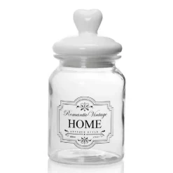 BARATTOLO CONTENITORE IN VETRO DECORO ROMANTIC VINTAGE HOME 1000ML 11X2CM 759352