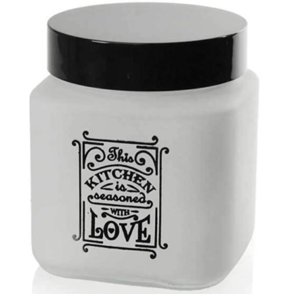 BARATTOLO CONTENITORE VETRO QUADRATO BIANCO MODERNO SATINATO 1000 ML 12CM 833502