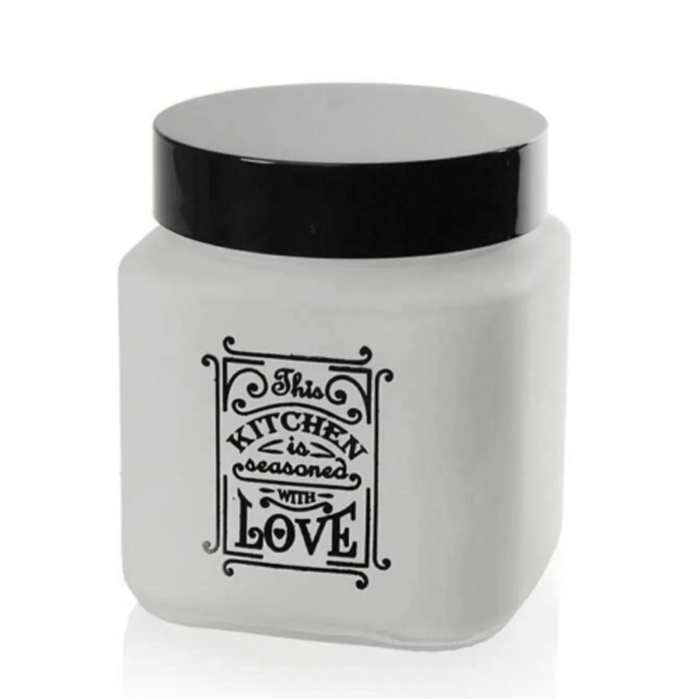 BARATTOLO CONTENITORE VETRO QUADRATO BIANCO MODERNO SATINATO 1000 ML 12CM 833502