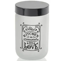 BARATTOLO CONTENITORE VETRO BIANCO LOVE MODERNO SATINATO TONDA 660ML 14X9CM 833458