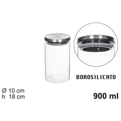 BARATTOLO DA 900ML SOTTOVUOTO ALIMENTI IN VETRO TRASPARENTE CEREALI SNACK CUCINA