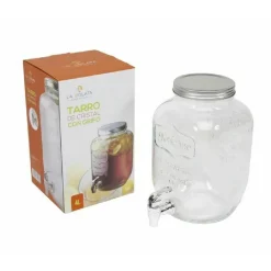 BARATTOLO DISPENSER CONTENITORE IN VETRO 4 LITRI CON RUBINETTO VINO ACQUA