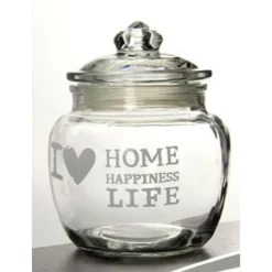 BARATTOLO ERMETICO IN VETRO CONTENITORE CUCINA COPERCHIO 650ML DECORATO 652639