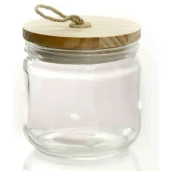 BARATTOLO ERMETICO TAPPO LEGNO IN VETRO CONTENITORE CUCINA 690 ML 11X12CM 731068