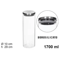 BARATTOLO 1700ML SOTTOVUOTO ALIMENTI IN VETRO TRASPARENTE CEREALI SNACK CUCINA