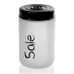 BARATTOLO SALE CONTENITORE IN VETRO SATINATO COPERCHIO NERO 660 ML 15X9CM 833250