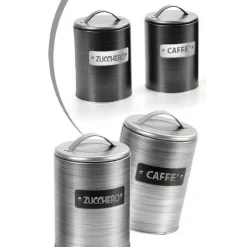 BARATTOLO ZUCCHERO CAFFÈ CONTENITORE CUCINA LATTA SATINATO MODERNO 11X16CM 759819