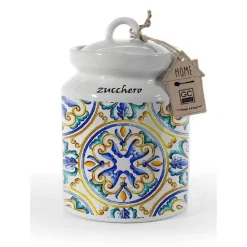BARATTOLO ZUCCHERO CERAMICA ERMETICO CUCINA BIANCO MEDITERRANEO 17X12 CM 818998
