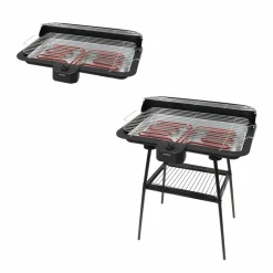 BARBECUE ELETTRICO CON STAND GRIGLIA DA TAVOLO 2IN1 2200W TERMOSTATO REGOLABILE GRIGLIATA