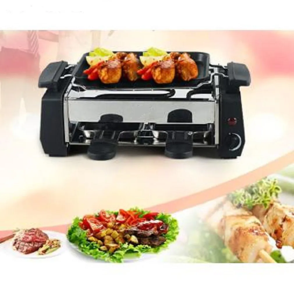 BARBECUE ELETTRICO GRILL DA TAVOLO CAMPEGGIO 2 VASCHETTE 1000 WATT 1000W HY9098