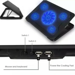 BASE SUPPORTO RAFFREDDAMENTO PER NOTEBOOK PC PORTATILE 5 VENTOLE USB SY-C5