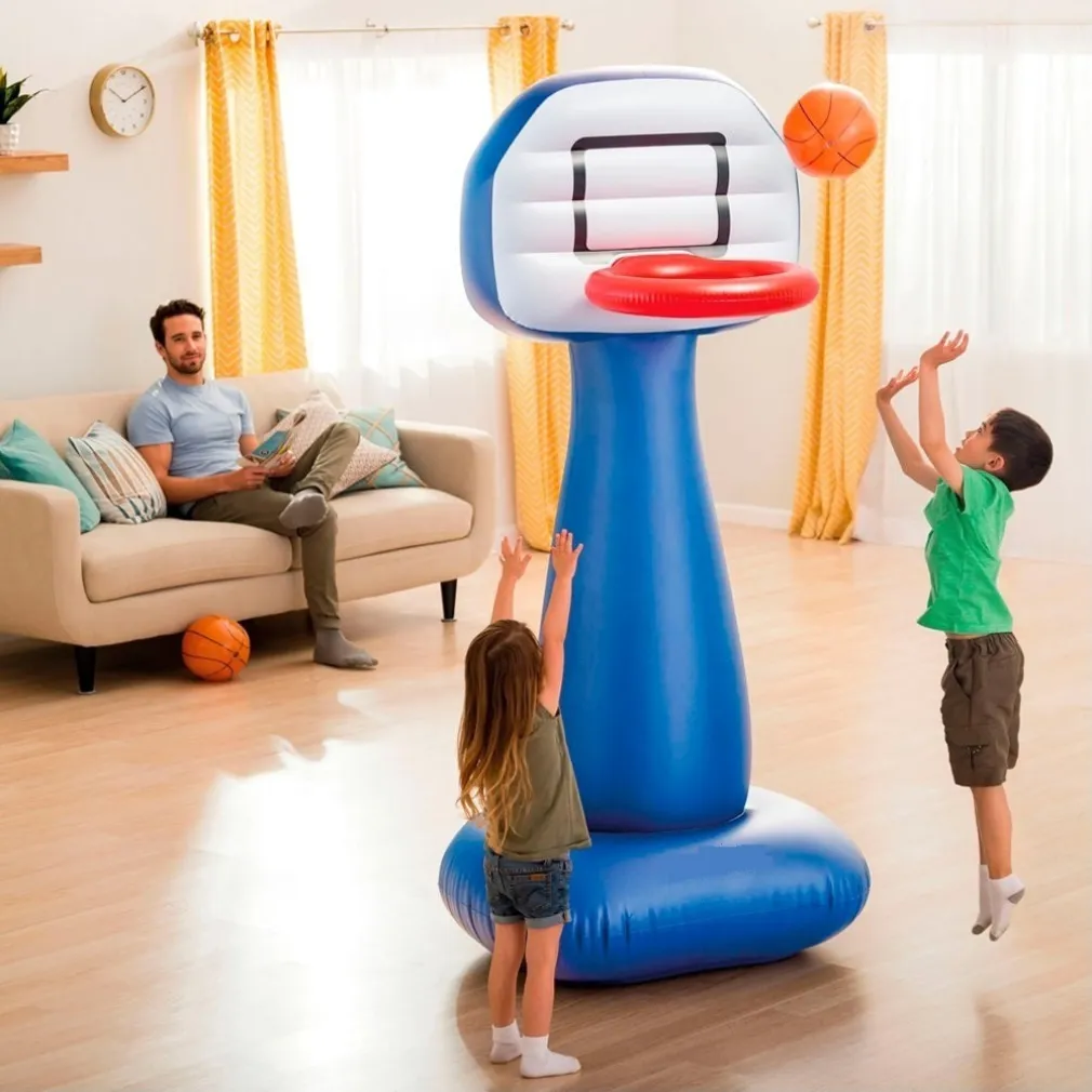 BASKET GONFIABILE PALLA CANESTRO PER BAMBINI CON 2 PALLONI ALTO 208 CM