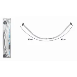 BASTONE ASTA PER TENDA DOCCIA BARRA CURVA ANGOLARE CROMATA 90 X 90CM BAGNO 59802