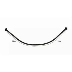 BASTONE ASTA PER TENDA DOCCIA BARRA CURVA ANGOLARE NERA 90X90CM UNIVERSALE 87236