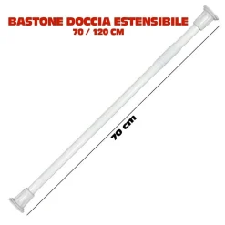 BASTONE ASTA TELESCOPICA PER DOCCIA TENDA ARMADIO ESTENSIBILE DA 70 A 120 CM