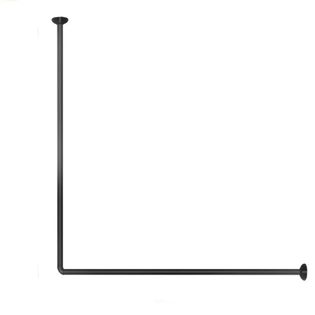BASTONE ASTA TENDA DOCCIA BARRA A L 2 LATI ANGOLARE NERA 80X80CM UNIVERSALE 87235