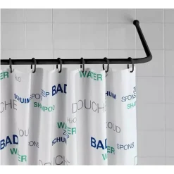 BASTONE ASTA TENDA DOCCIA BARRA A L 2 LATI ANGOLARE NERA 80X80CM UNIVERSALE 87235