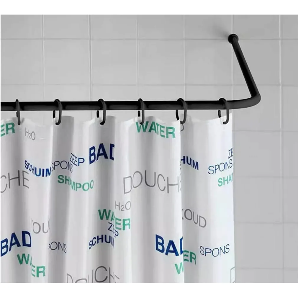 BASTONE ASTA TENDA DOCCIA BARRA A L 2 LATI ANGOLARE NERA 80X80CM UNIVERSALE 87235