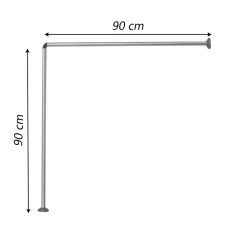 BASTONE PER TENDA DOCCIA UNIVERSALE ANGOLARE A L CON ASTE 90X90 CM ARGENTO 79520