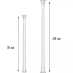 BASTONE SILVER ESTENSIBILE ASTA APPENDIABITI TENDE REGOLABILE DA 70-120 CM 59408