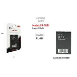BATTERIA LITIO COMPATIBILE PER BL-4D SMARTPHONE 1200 MAH 3.7V MAXTECH PA-T034