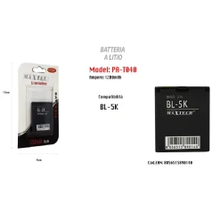 BATTERIA PER TELEFONO COMPATIBILE CON BL-5K 1200 MAH LI-ION 3,7V MAXTECH PA-T040