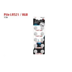 BATTERIE PILE LR521/AGO 1.5V A BOTTONE PER OROLOGI TELECOMANDI MAXTECH AGO