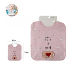 BAVETTO BAVAGLINO NEONATO PAPPA ALLATTAMENTO BAMBINA "IT'S A GIRL" 68337 ROSA