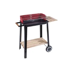 BBQ BARBECUE RETTANGOLARE 51X32X69CM CON STRUTTURA ACCIAIO RIPIANI LEGNO 2600053