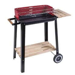 BBQ BARBECUE RETTANGOLARE 51X32X69CM CON STRUTTURA ACCIAIO RIPIANI LEGNO 2600053