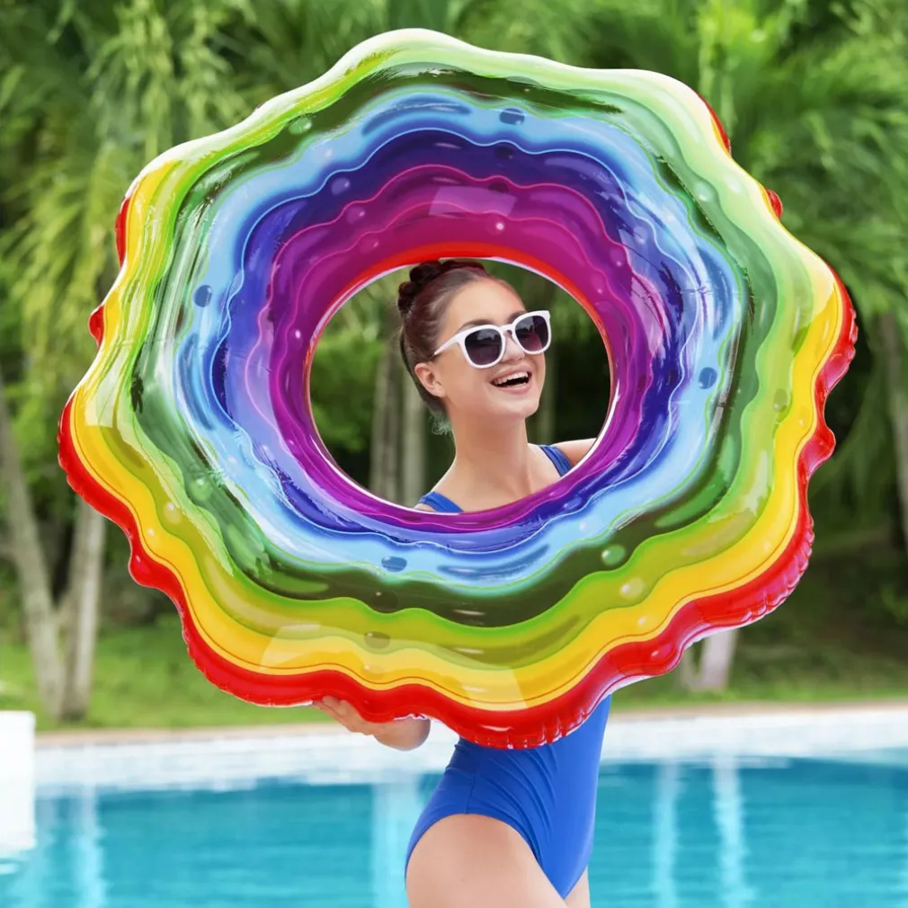 BESTWAY SALVAGENTE CIAMBELLA GONFIABILE RAINBOW ARCOBALENO PISCINA NUOTO MARE
