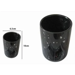 BICCHIERE PORTA SPAZZOLINI ACCESSORIO NERO MACCHIATO MODERNO ARREDO DA BAGNO 59927