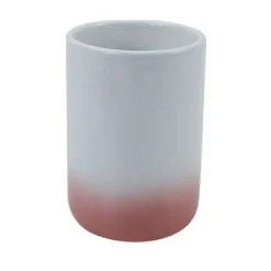 BICCHIERE PORTA SPAZZOLINI DENTIFRICIO BIANCO ROSA ARREDO BAGNO ACCESSORI 59907