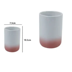 BICCHIERE PORTA SPAZZOLINI DENTIFRICIO BIANCO ROSA ARREDO BAGNO ACCESSORI 59907