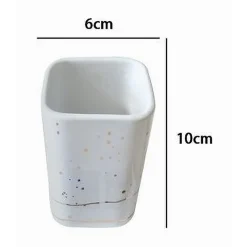 BICCHIERE PORTA SPAZZOLINI ACCESSORI BIANCO MACCHIATO MODERNO ARREDO BAGNO 59883