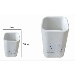 BICCHIERE PORTA SPAZZOLINI ACCESSORI BIANCO MACCHIATO MODERNO ARREDO BAGNO 59883