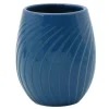 BICCHIERE PORTA SPAZZOLINI IN CERAMICA RIGATA BLU ACCESSORI ARREDO BAGNO 79955