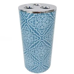 BICCHIERE PORTA SPAZZOLINO A 3 FORI ACCESSORIO BAGNO CELESTE CON MAIOLICHE 87027