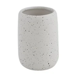 BICCHIERE PORTA SPAZZOLINI IN CERAMICA BIANCO EFFETTO PIETRA GRANITO BAGNO 87806