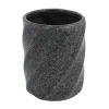 BICCHIERE PORTA SPAZZOLINI IN CERAMICA RIGATO MARMO NERO ACCESSORI ARREDO BAGNO 87795