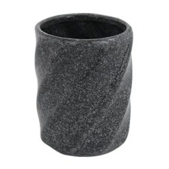 BICCHIERE PORTA SPAZZOLINI IN CERAMICA RIGATO MARMO NERO ACCESSORI ARREDO BAGNO 87795